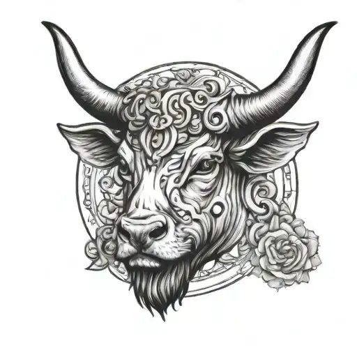 Taurus In Tarot Card Style Design