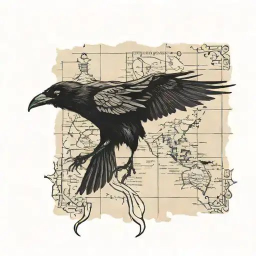 A Crow In Front Of A Treasure Map