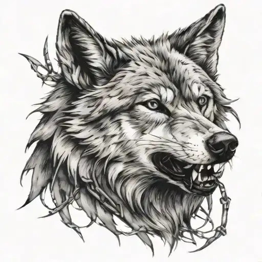 A Wolf Released With Barbed Wire