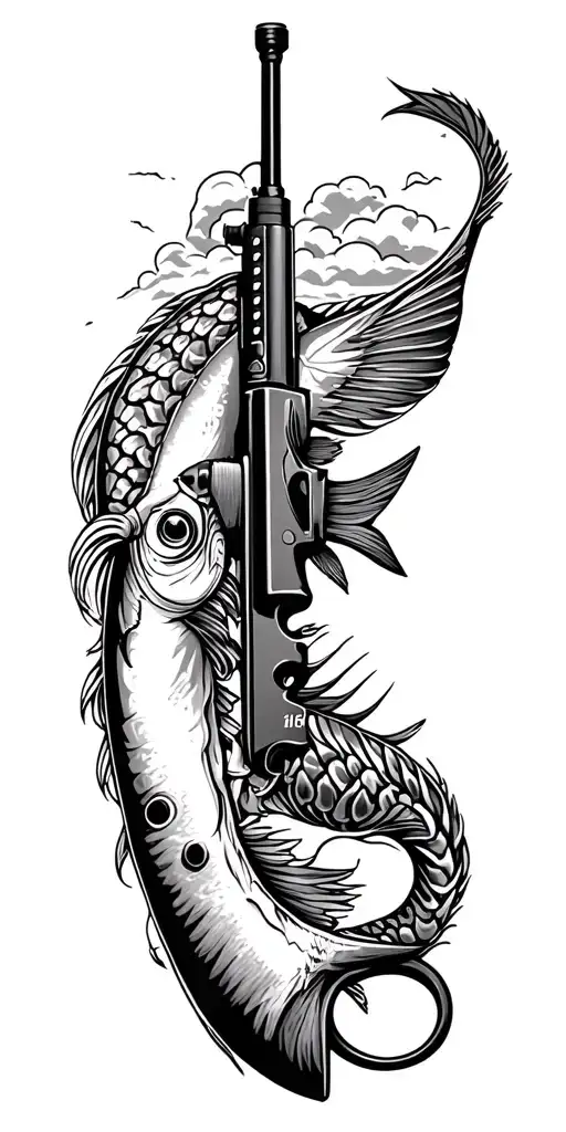 Beach Fishing Hunting Rifle Intertwined