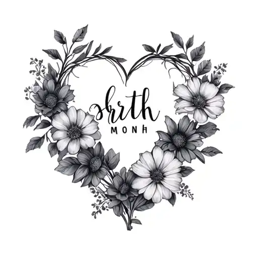 Birth Month Flowers In Shape Of A Heart