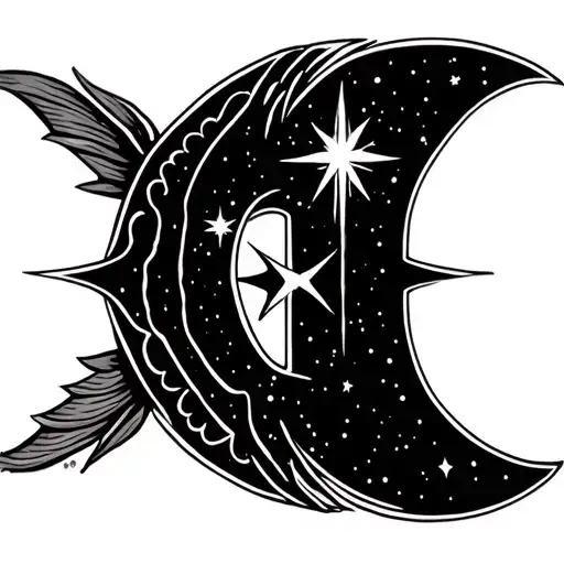 Pisces H Symbol And Shooting Star Effect Using Black