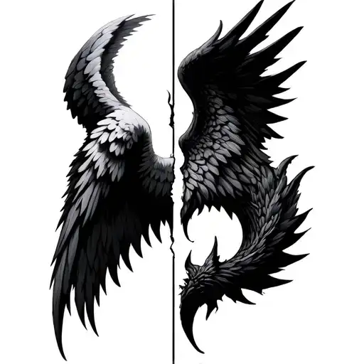 Half Angel Wingwith A Space Between Half Devil Wing