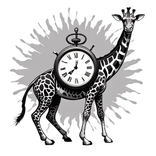 Clock Giraffe Gracefully Walking