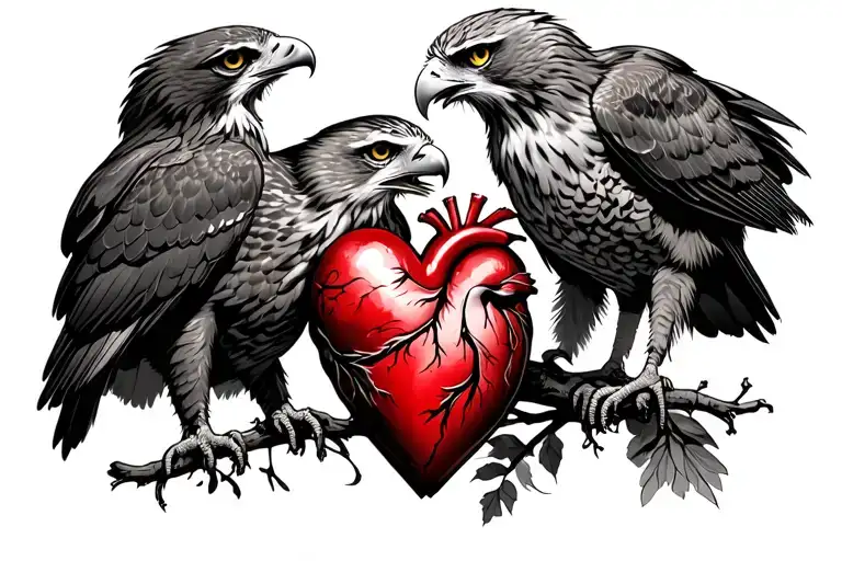 Eagle And Owl Fighting Over A Human Heart