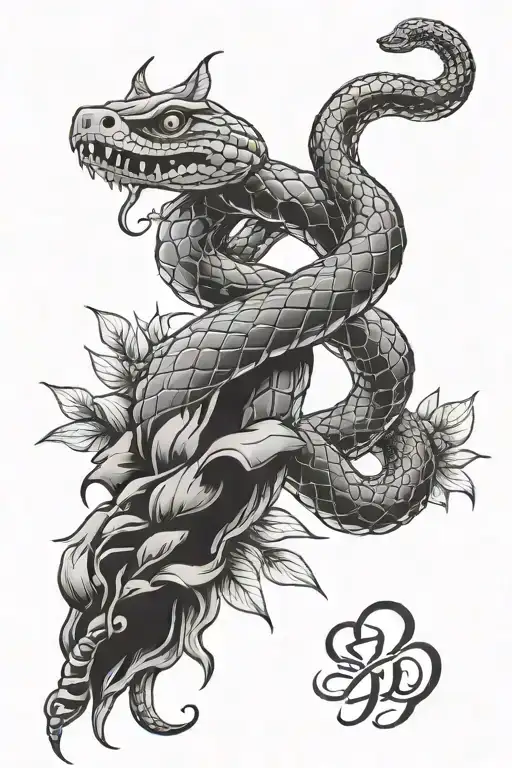 Spine Tattoo With Snake