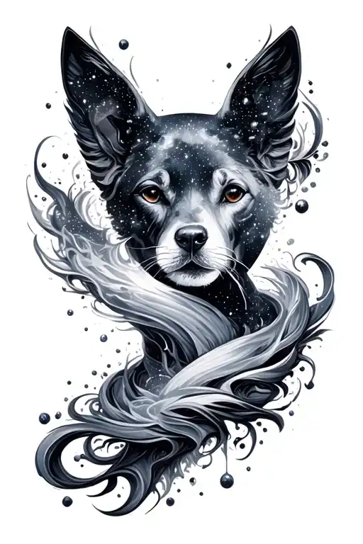 Milky Way Black And Grey Design For Thigh