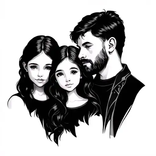 Father With Two Daughters