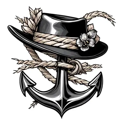 Black Straw Anchor And Hat
