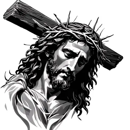 Jesus On The Cross With Crown Of Thorns