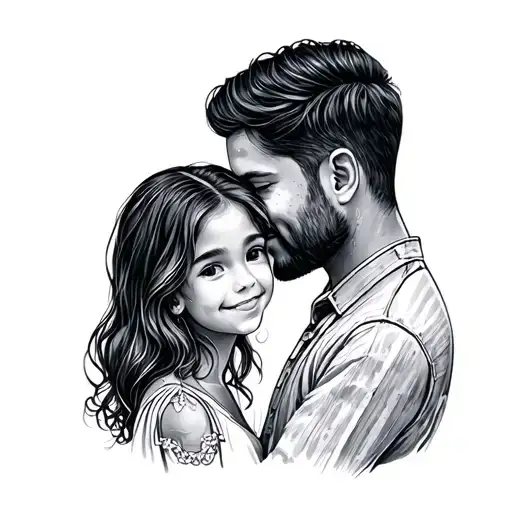 Father Daughter Outline Tattoo Design Inspired