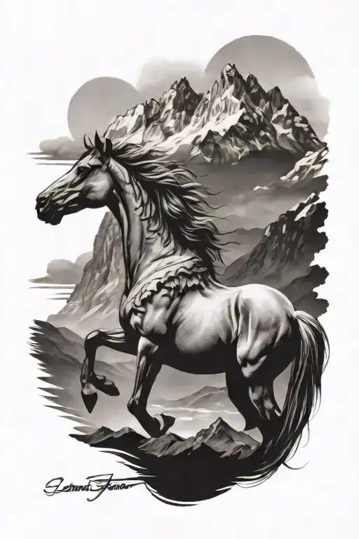 Horse Surrounded My Mountain Range