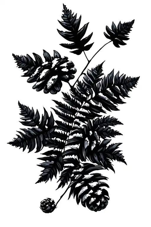 Autumn Leaves Pinecones Snow Fern Leaf