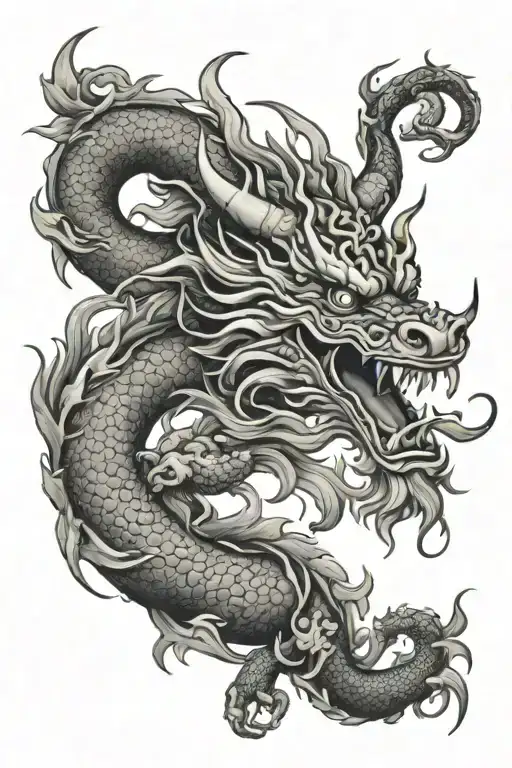 Chinese Dragon Flowers Symbol Inside