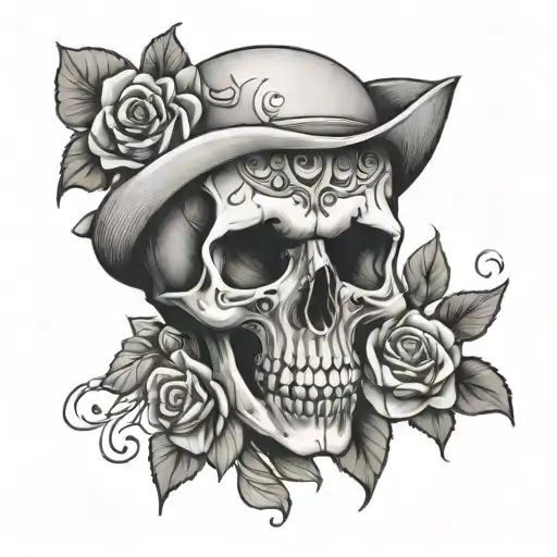 Skull And Flowers