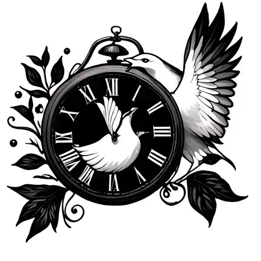 Dove And Clock Simple No Colour