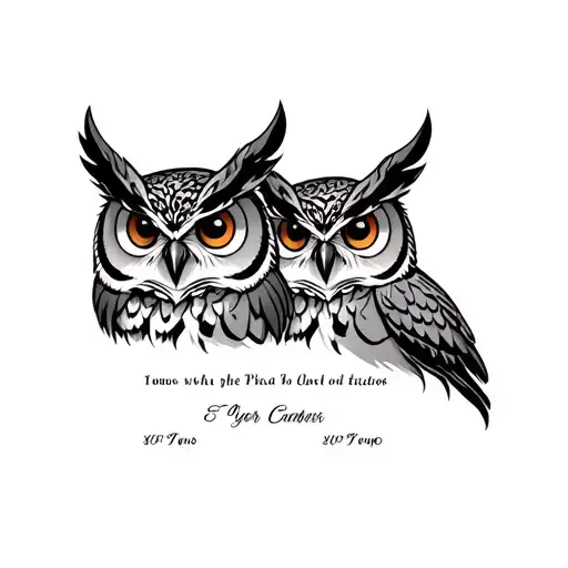 Owl Head Sibling Tattoo With Year