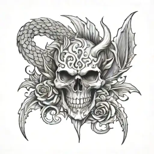Nordic Dragon And Skull Shoulder