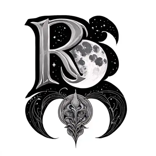 Initials Rnd With Moon