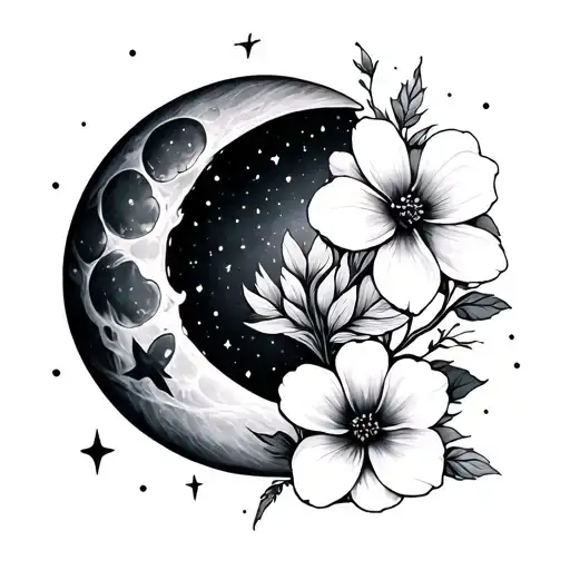 Moon Flowers Stars