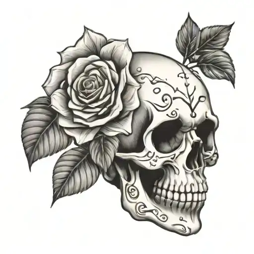 Simple Skull With Roses