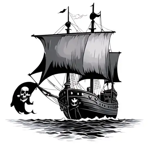 Pirate Ship With Skull