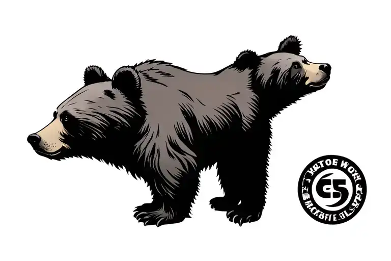 Bear Side Outline Tattoo Design