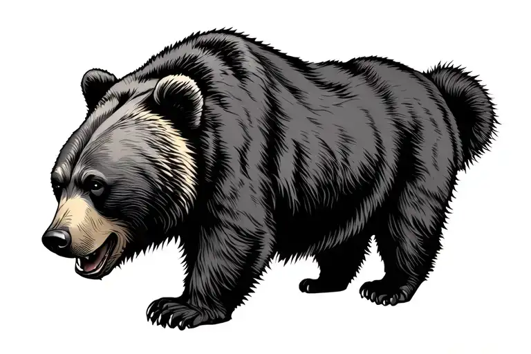 Bear Side Line Tattoo Design
