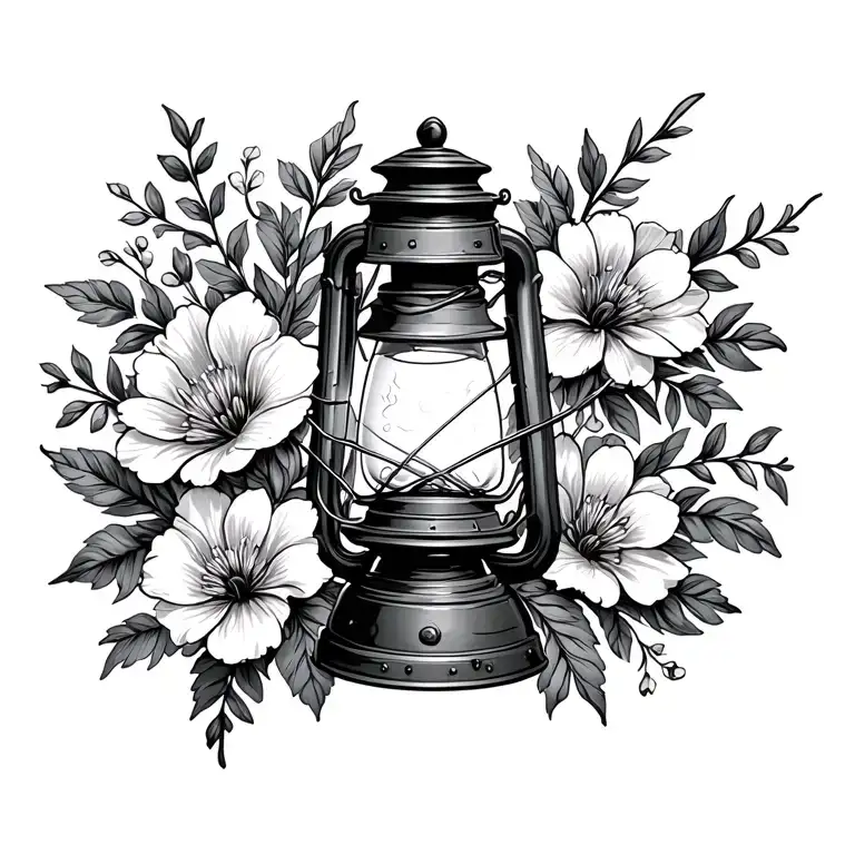 Miners Lantern Wrapped In Flowers Intertwined