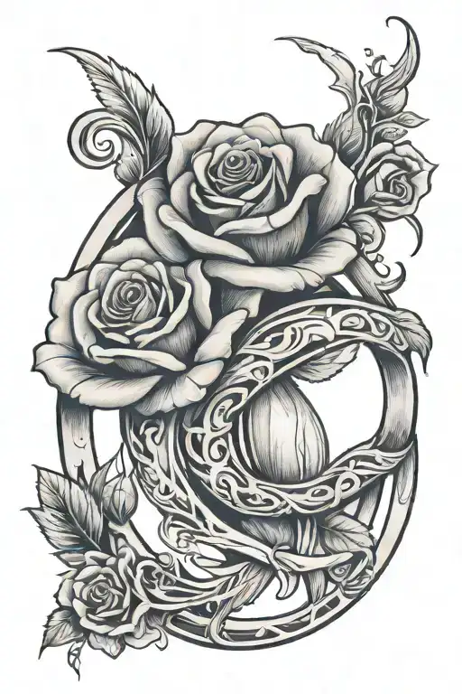 Rose Inside A Horseshoe Intertwined