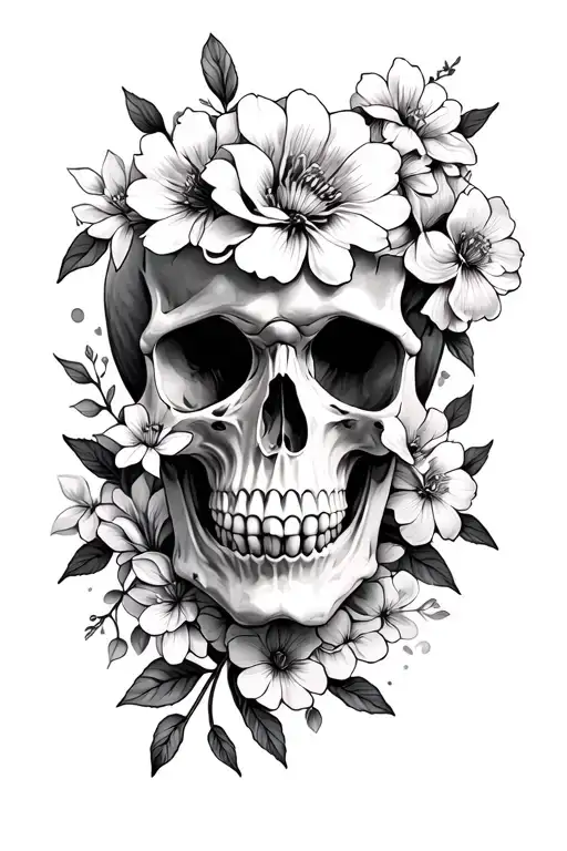 Skull And Flowers