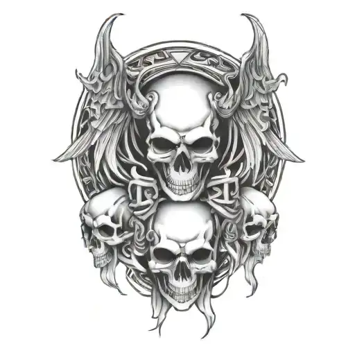 Skull Devils And Angels Ribbons