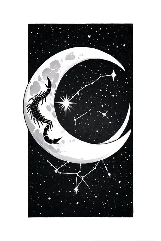 Waxing Crescent Moon With Scorpio Constellation