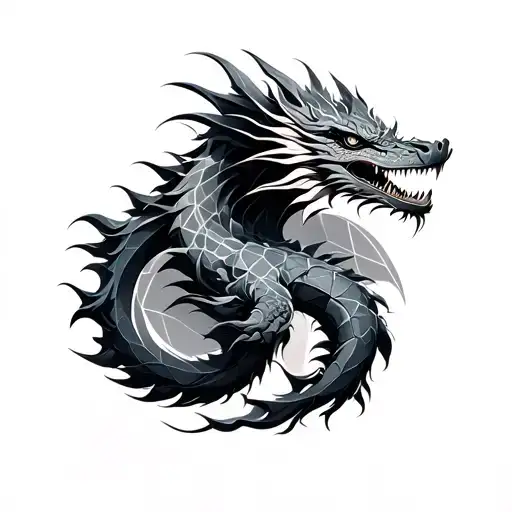 Dragon And Geometric Shapes Combined