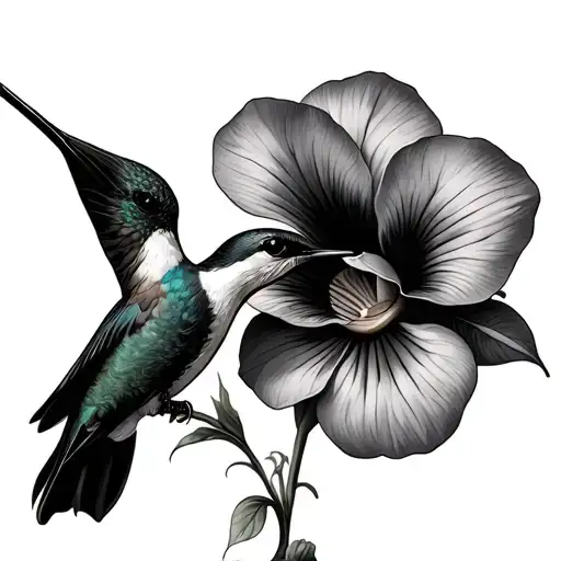 Hummingbird Drinking Out Of A Pansie Flower