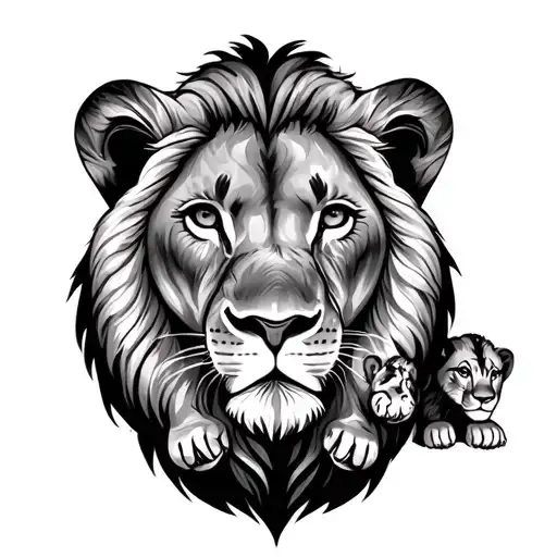 Lion And Two Cubs