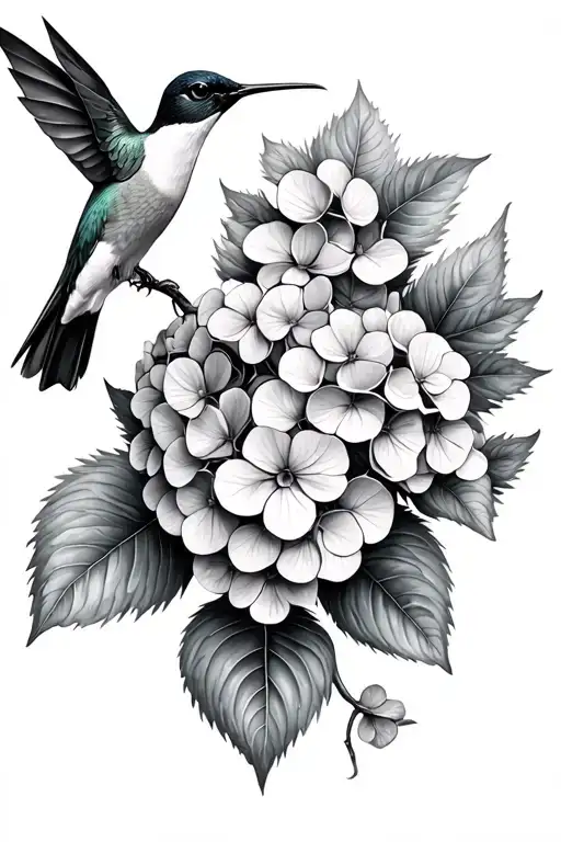 Hydrangea And Hummingbird