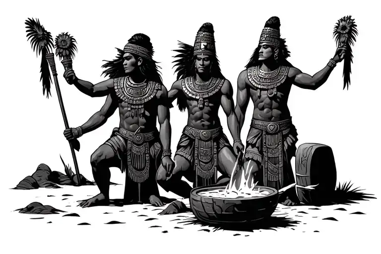 Aztec Princes Doing A Sacrifice