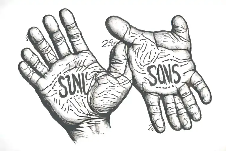 Sons Handprint And Date Of Birth
