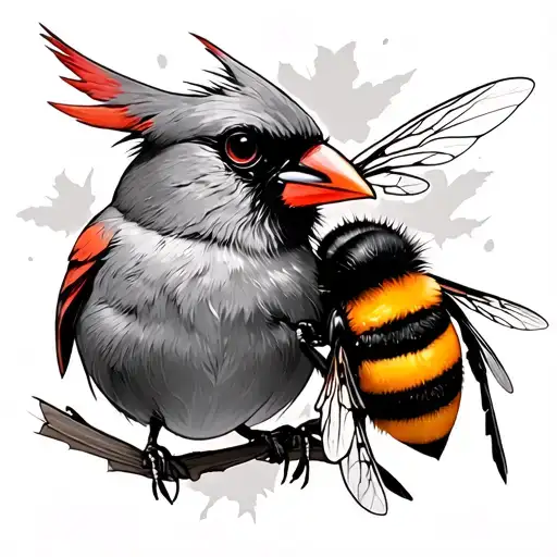 Cardinal And Bumblebee
