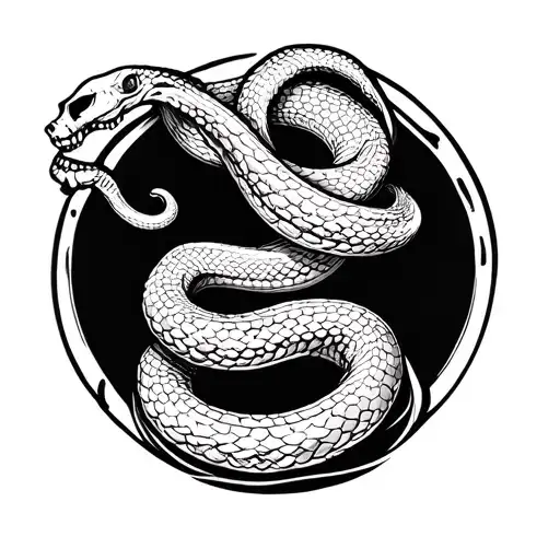 Long Snake Slithering Skeleton Snake Starting From The Hand And Ending From The Neck