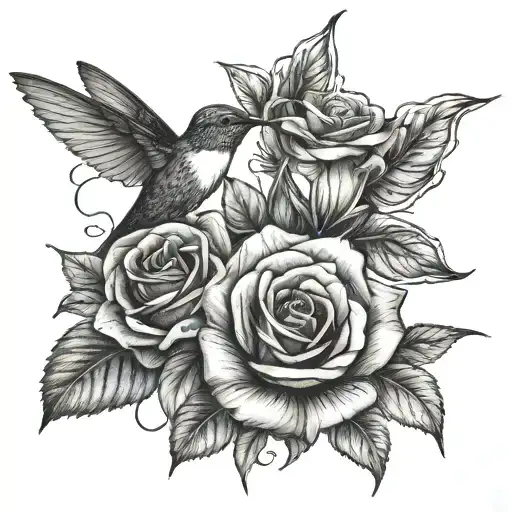 Hummingbird And Rose