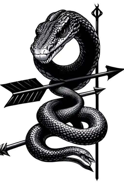 Snake Wrapped Around Arrow Going