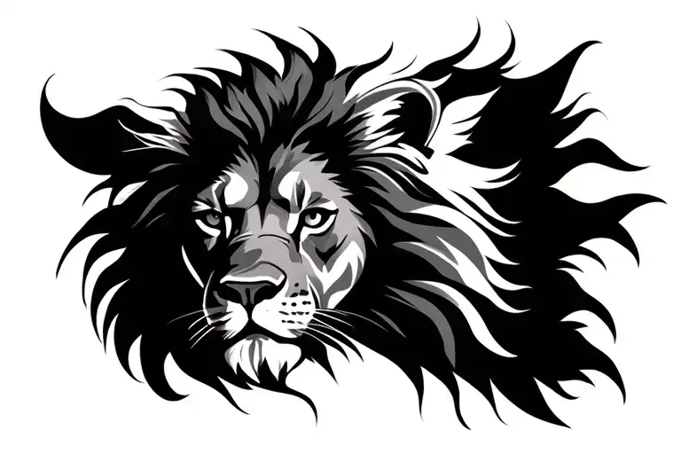 Lion Head Abstract Background Black And White