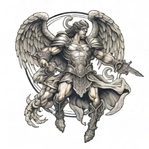 Archangel Michael Fighting A Demon
