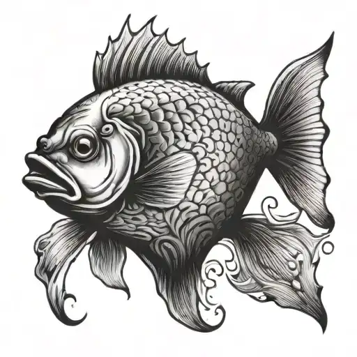 Fish Eating Heart Symbolizing Love