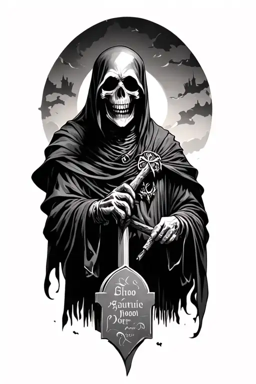 Grim Reaper In A Graveyard