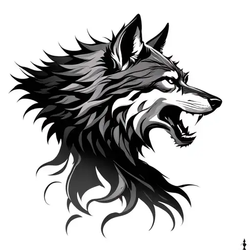 Minimal Sogma Howling Dangerous Lone Wolf Representing Arjuna And His Focus From Mahabharata