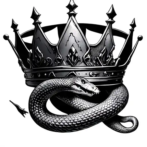Broken Crown With Snake Wrapped Around It