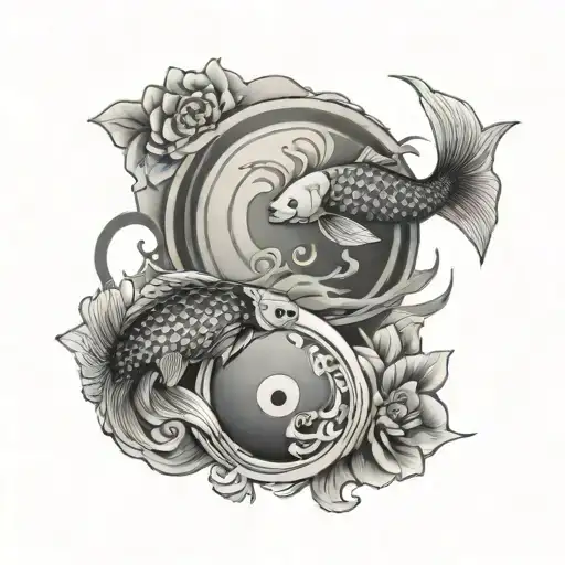 Time And Koi Fish Yin Yang